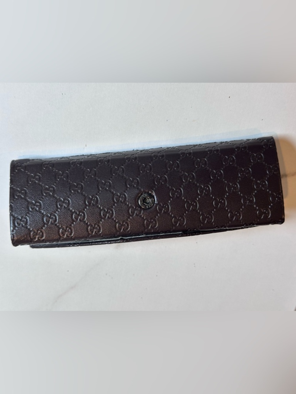 GUCCI GG Pattern Eyeglass Case Dark Brown Foldable Eyewear Case